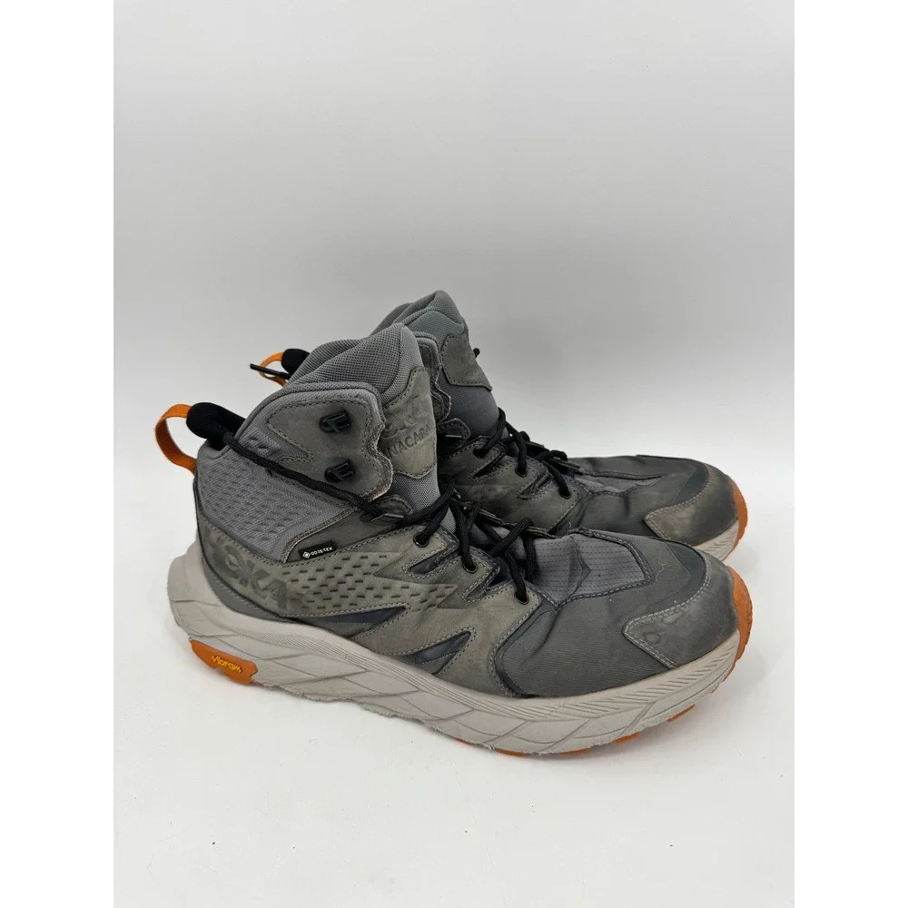 Hoka Anacapa Mid GTX Men 14 Grey Gore-Tex Hiking Boots Waterproof Vibram